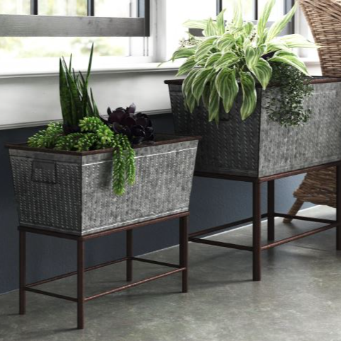 2-Piece Iron Elevated Planter Set