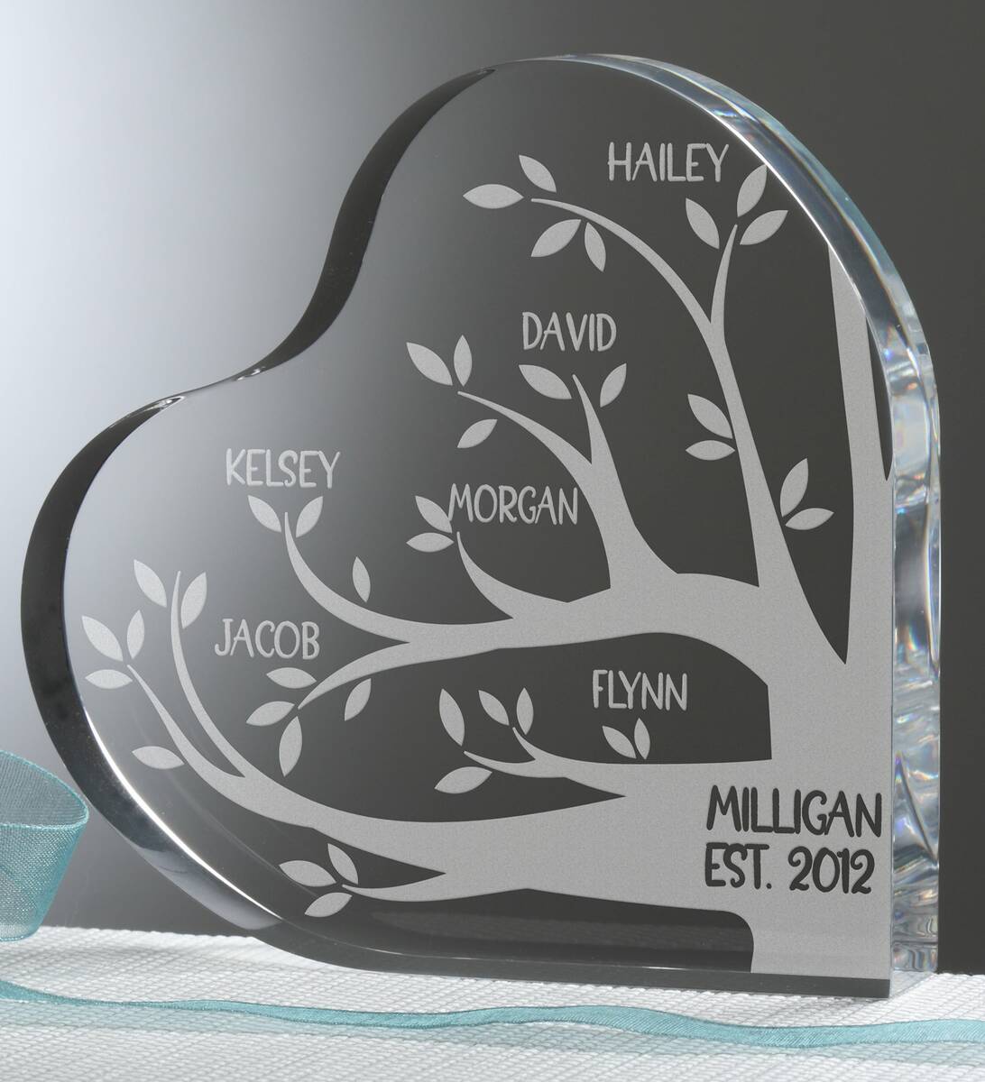 Family Tree Engraved Heart Keepsake