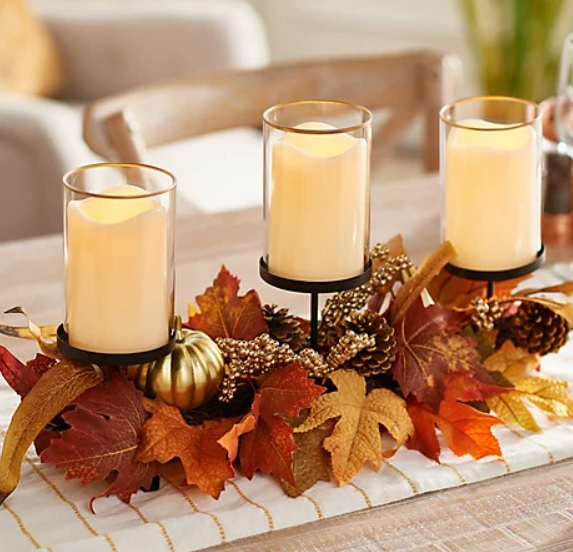 3-LED Candles Harvest Centerpiece