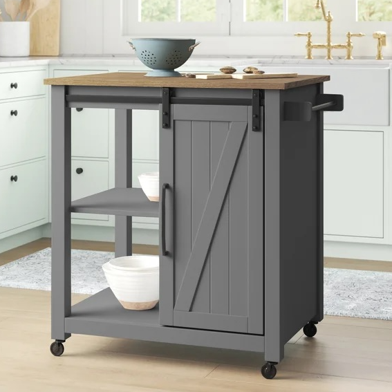 Barn Door Rolling Kitchen Cart