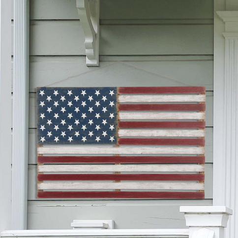 Wood National Flag Wall Sign