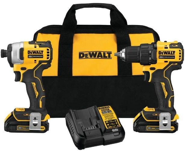 DeWalt 20V MAX Cordless Drill & Impact Driver Kit w/ 2-Batteries, Charger & Bag