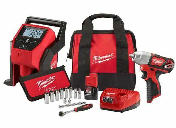 Milwaukee 12V Cordless Impact Wrench & Inflator Combo