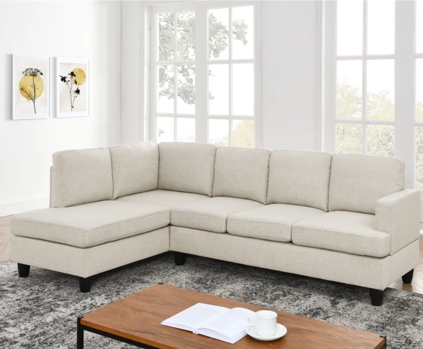 Wood Frame L-Shaped Sofa