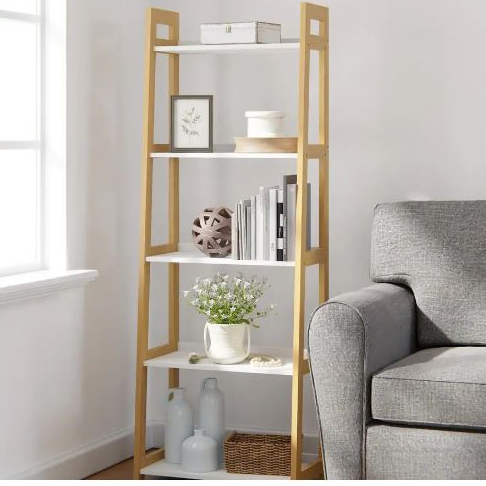 5-Tier Wood Ladder Bookcase