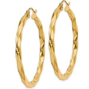 14k Polished Twisted Hoop Earrings