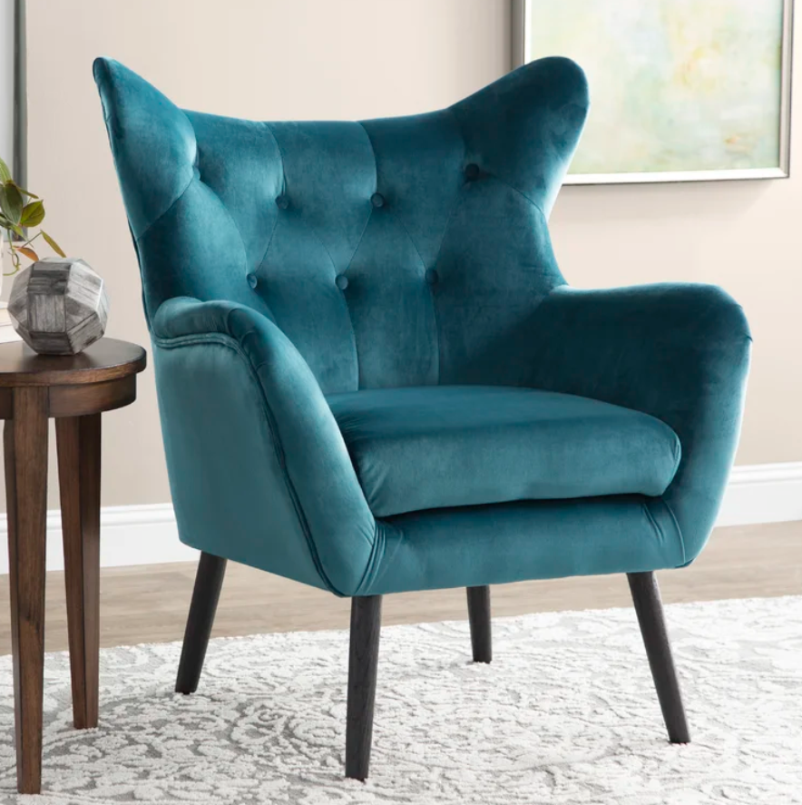 Upholstered Velvet Wingback Chair