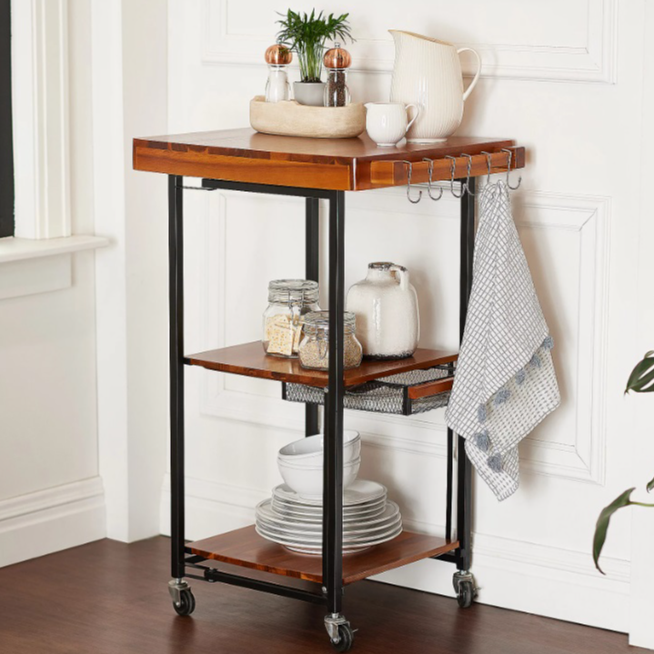 Wood Folding Kitchen Cart