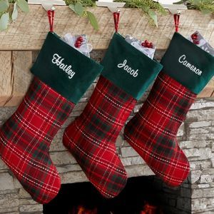 Holiday Plaid Personalized Stockings