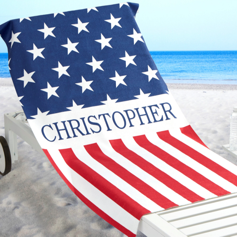 Personalized USA Flag Beach Towel