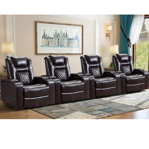 Set of 4 Leather Home Theater Recliners