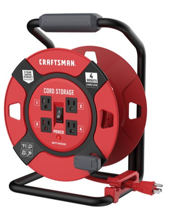 Craftsman Up to 100' Extension Cord Reel w/ 4 Outlets