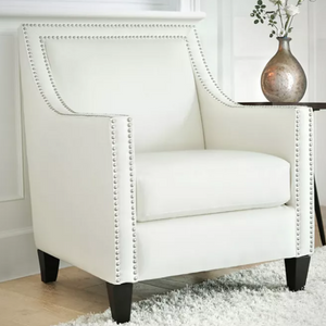 Nailhead Faux Leather Accent Chair