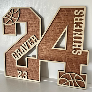 Custom Athlete Wood Number Plaque