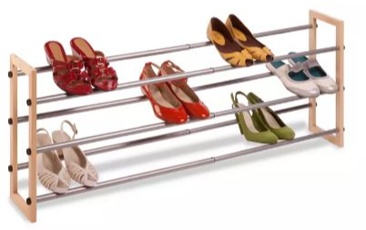 Honey-Can-Do Wood Metal 3-Tier Shoe Rack