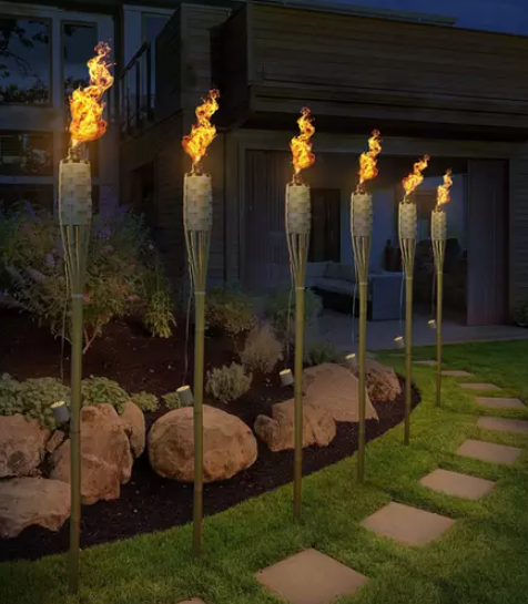 8-Pack Outdoor Bamboo Tiki Torches