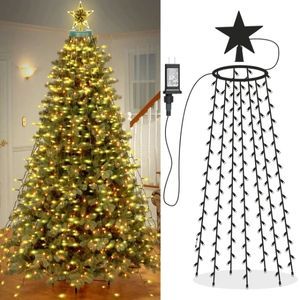 Christmas Tree Waterfall Lights w/ Star Topper