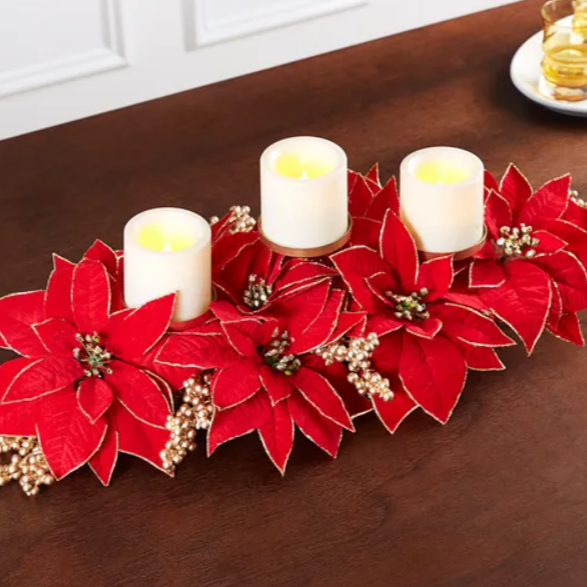 Shimmering Poinsettia Christmas Centerpiece