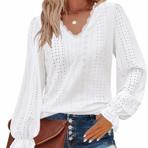 Eyelet Embroidered Long Sleeve Top