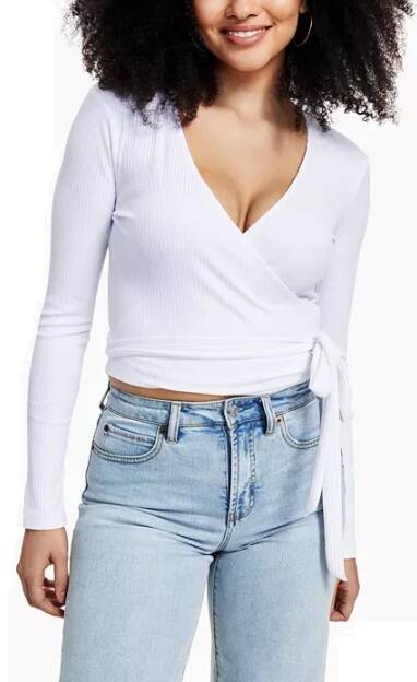 BAR III Ribbed Wrap Top