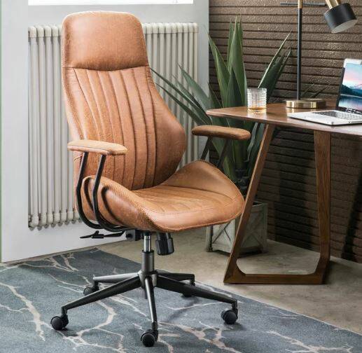 Upholstered Suede Swivel Office Chair