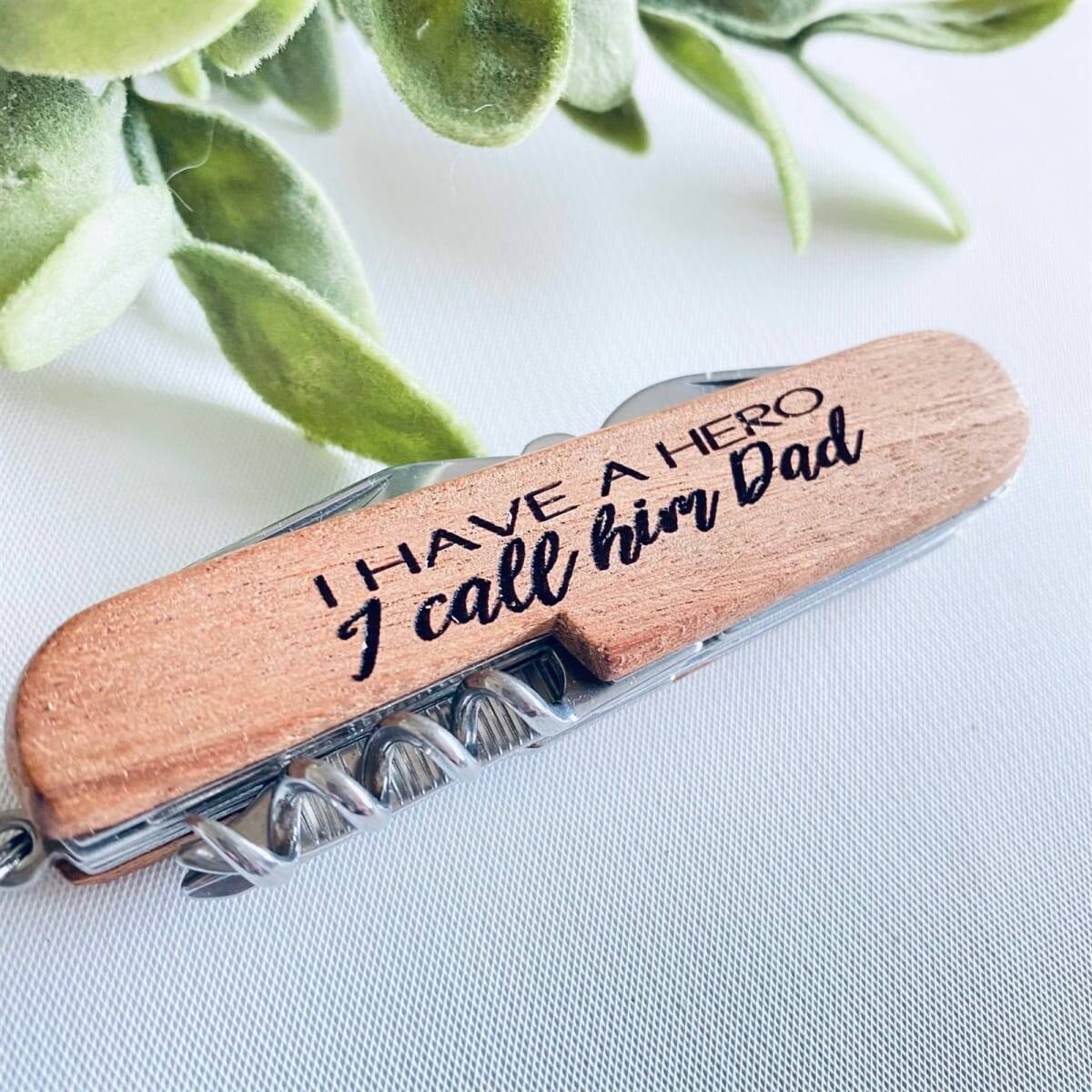 Engraved Wooden Fathers Day Pocket Knives