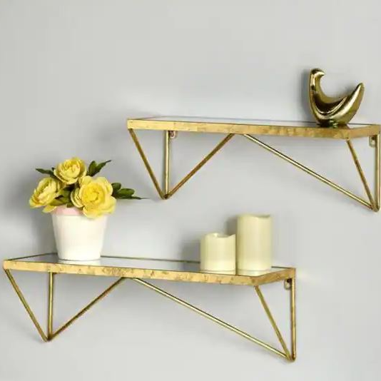 Set of 2 Metal Wall-Mount Floating Shelf