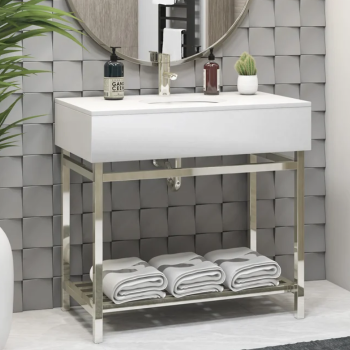 Metal & Ceramic Sink Bathroom Vanity