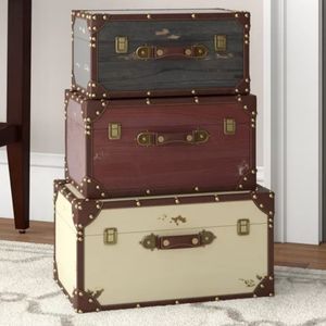 3-Piece Vintage Trunk Storage Set