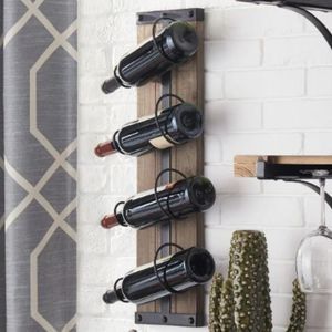 4-Bottle Wood Wall Mount Wine Rack