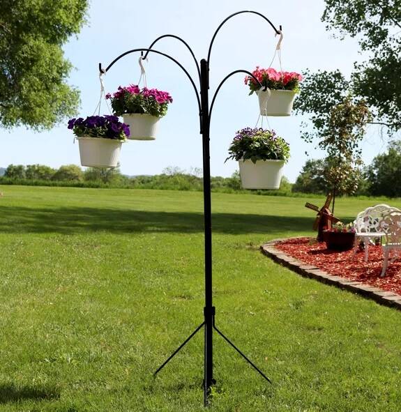 4-Arm Hanging Basket Plant Stand