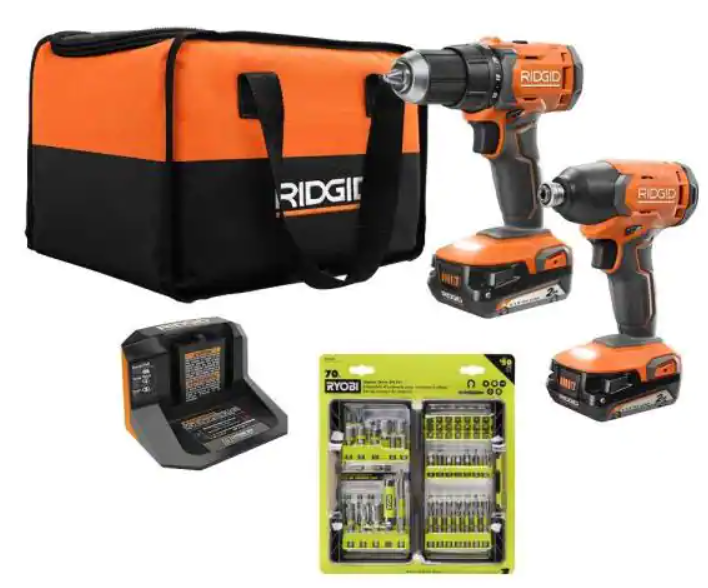 Ridgid 18V Cordless 2-Tool Combo Kit