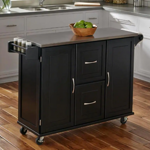 Stainless Top Wood Kitchen Cart