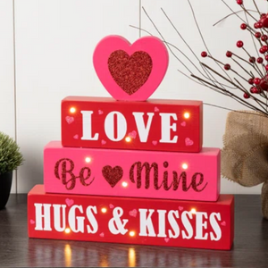 LED Valentine’s Wooden Block Table Sign