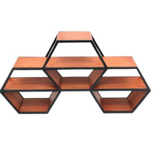 StyleWell Hexagonal Wood & Metal Floating Shelf