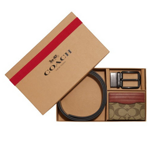 Coach Men's Card Case & Belt Gift Set