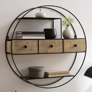 Wood Round Wall Shelf