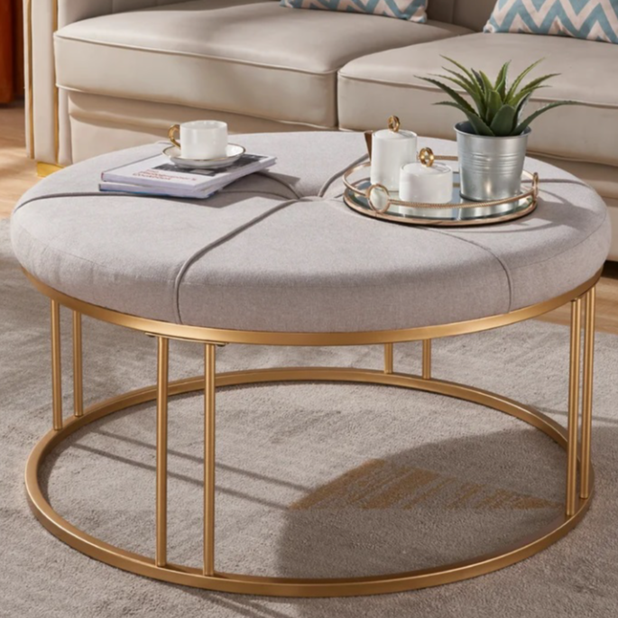 Tufted Round Cocktail Ottoman