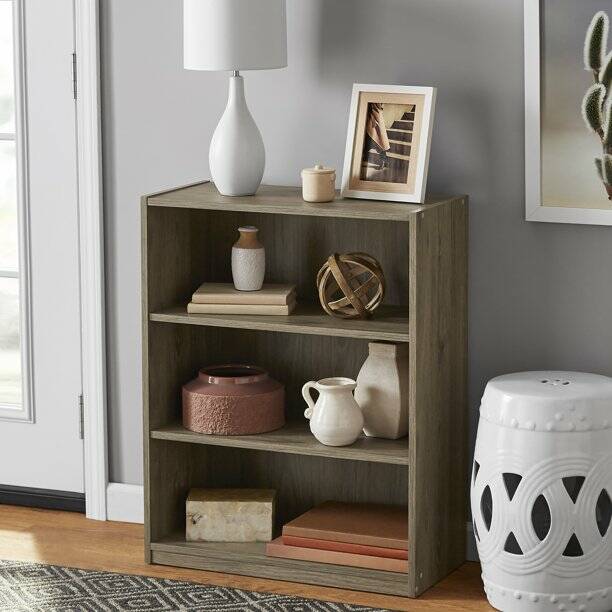 Rustic Oak 3-Shelf Bookcase