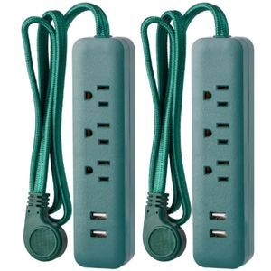 2-Pack 3' 3-Outlet 2-USB Surge Protector