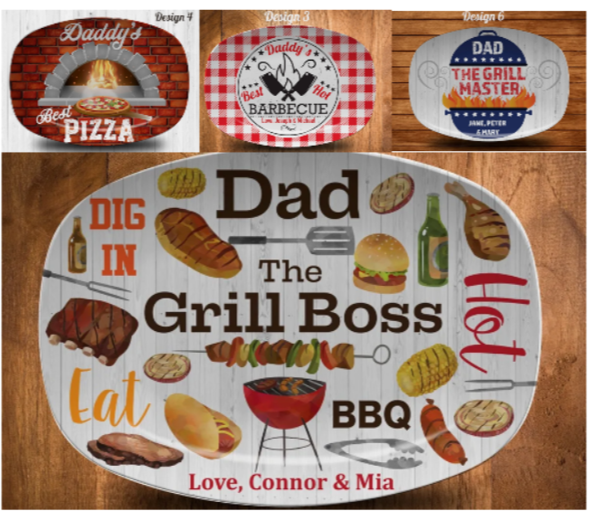 Personalized Father's Day BBQ Grill Platters