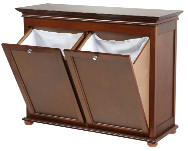 Wood Double Tilt-Out Hamper Cabinet