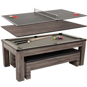 Wood 7' Billiard, Table Tennis & Dining Table