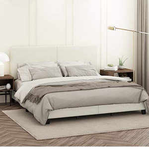 Faux Leather King Platform Bed