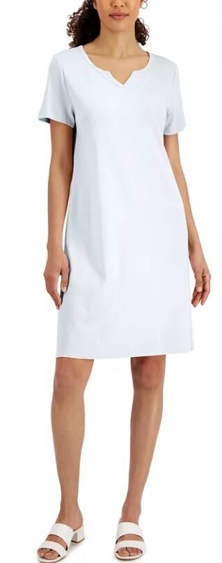 Karen Scott Cotton Split-Neck Women's Dress