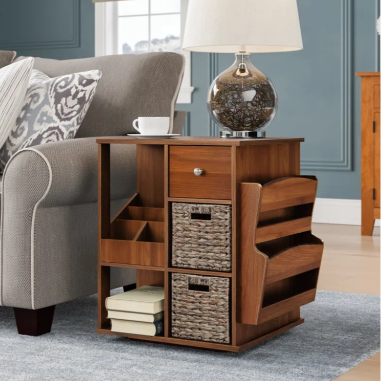 3-Drawer Wood End Table