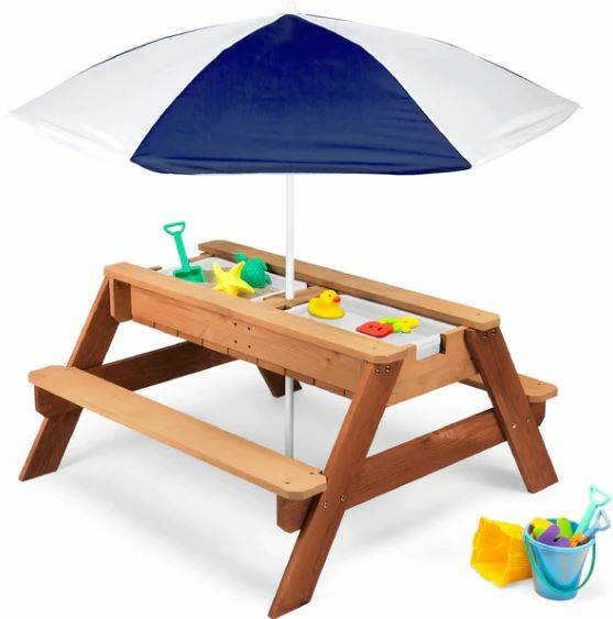 3-in-1 Sand & Water Picnic Table w/ Umbrella