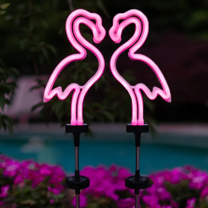 2-Pack Solar Neon Garden Stake Lights