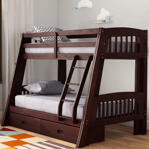 Solid Wood Twin Over Bunk Bed w/ Storage