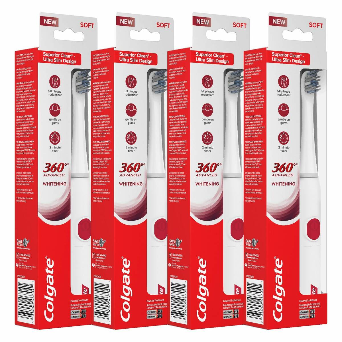 4-Pack Colgate Whitening Electric Toothbrush